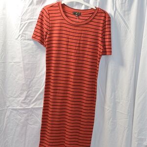 Orange Striped jersey stretch dress SZ M NWT